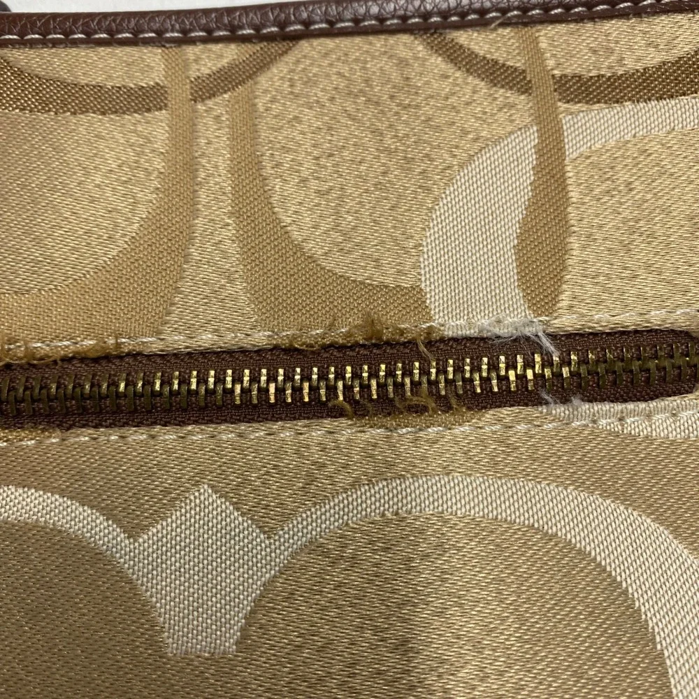 Coach Optic Signature Jacquard Crossbody Bag Khaki Brown Brass Hardware